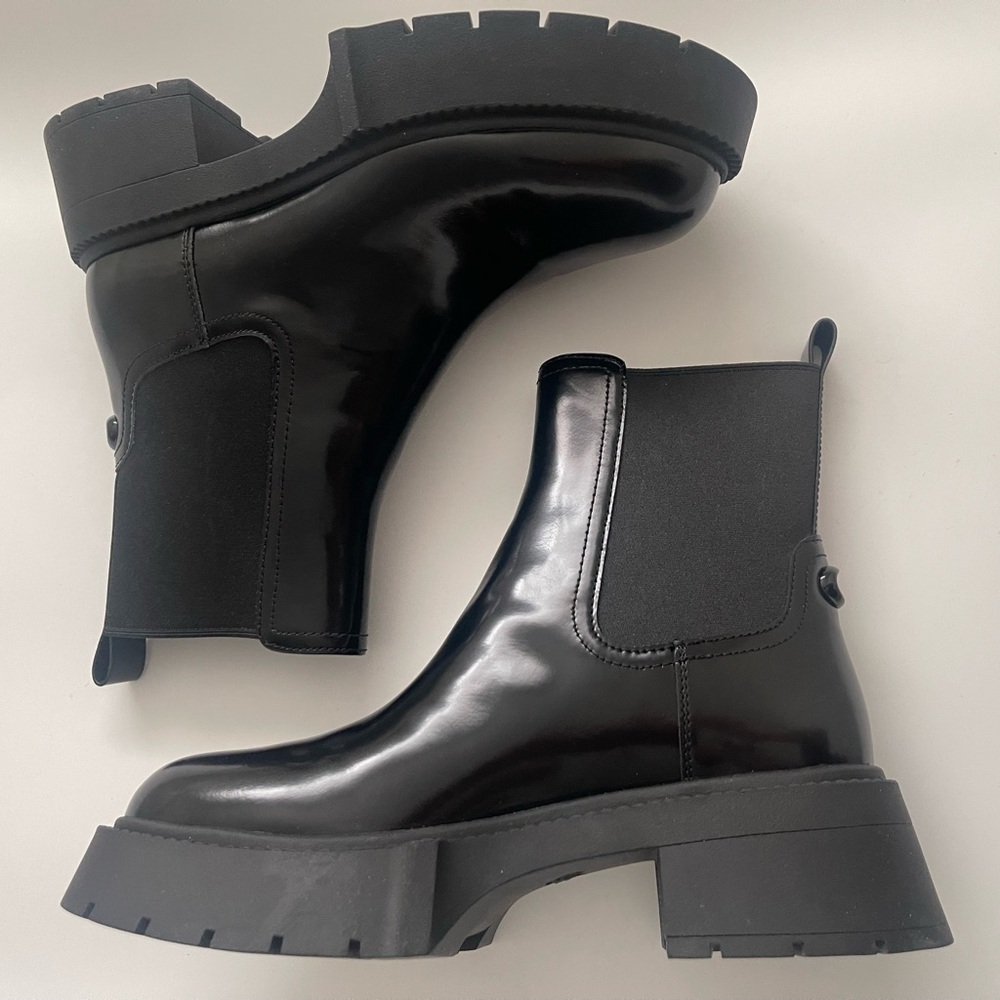 COACH Black Leather Ankle Boots